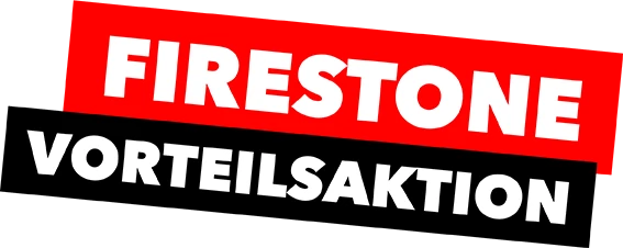Firestone Vorteilsaktion Banner in Rot und Schwarz mit weißer Schrift